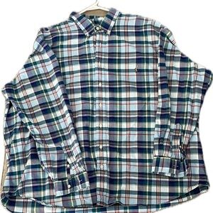 Ralph Lauren Blue Plaid Casual Button Down - 100% cotton- EUC- 3XB